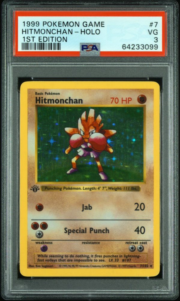 Hitmonchan 7 102 1st Edition Base Set Shadowless PSA 3 64233099 Hot on Sale