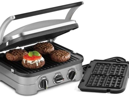 Cuisinart 5-in-1 Grill Griddler Panini Maker Bundle with Waffle Attachment, Includes Grill and Waffle Plates - Certified Refurbished Sale