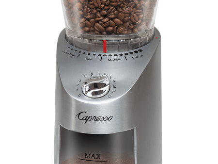 Capresso INFINITYPLUSABS-RB Whole Bean Coffee Grinder, Silver - Certified Refurbished on Sale