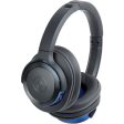 Audio-Technica Solid Bass Bluetooth Wireless Over-Ear Headphones with Built-In Mic & Control, Black Blue - Refurbished Online Sale